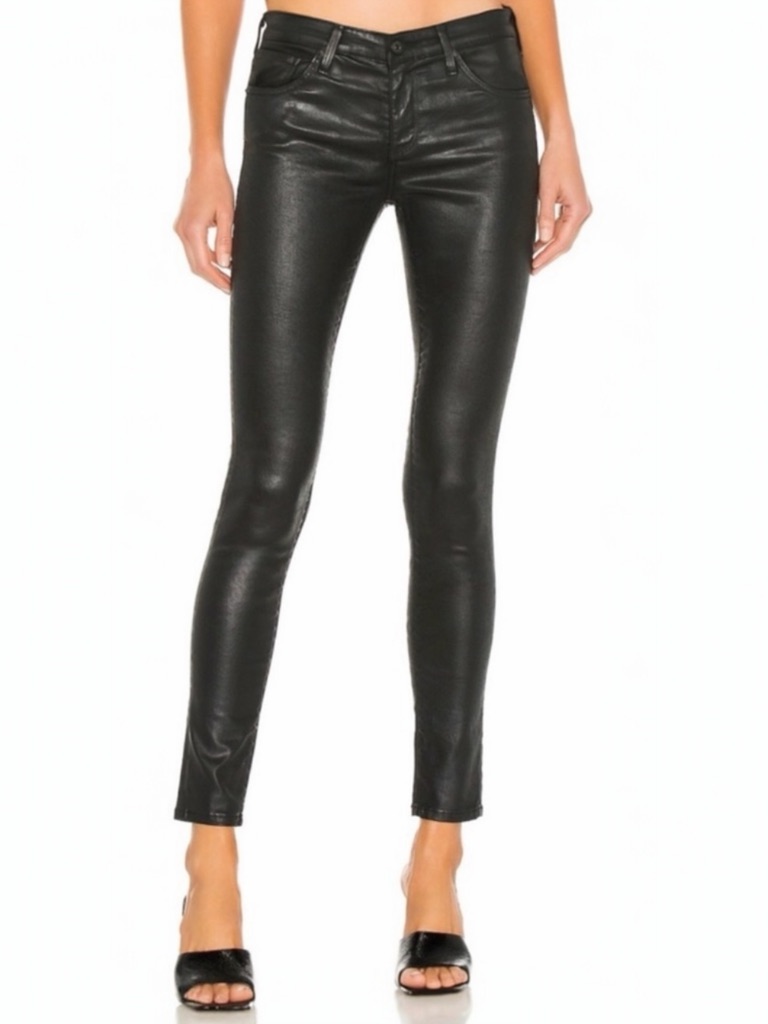 Ag Adriano Goldschmied The Legging Ankle Skinny Ankle Leatherette Black Size 28